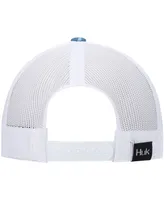 Men's Huk Blue Ocean Palm Trucker Logo Snapback Hat