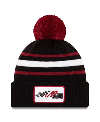 Men's New Era Black Joe Gibbs Racing Cuffed Pom Knit Beanie