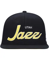 Men's Mitchell & Ness Black Utah Jazz Hardwood Classics Script 2.0 Snapback Hat