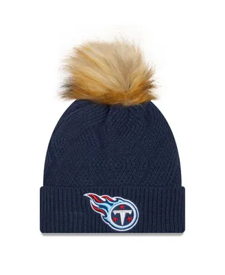Women's New Era Navy Tennessee Titans Snowy Cuffed Knit Hat with Pom