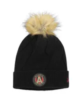 Women's New Era Black Atlanta United Fc Snowy Cuffed Knit Hat with Pom