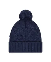 Big Girls New Era College Navy Seattle Seahawks Toasty Cuffed Knit Hat with Pom