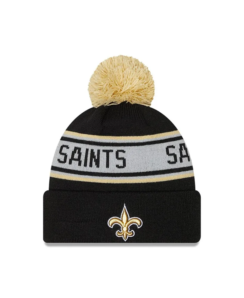 Preschool Boys and Girls New Era Black New Orleans Saints Repeat Cuffed Knit Hat with Pom