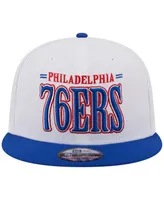 Men's New Era White Philadelphia 76ers Team Stack 9FIFTY Snapback Hat