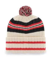 Men's '47 Brand Cream Toronto Raptors Hone Patch Cuffed Knit Hat with Pom