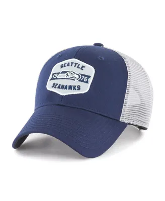 Men's Navy, White Seattle Seahawks Gannon Snapback Hat