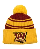 Men's '47 Brand Gold, Burgundy Washington Commanders Stylus Cuffed Knit Hat with Pom