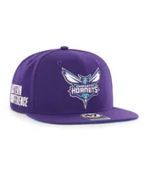 Men's '47 Brand Purple Charlotte Hornets Sure Shot Captain Snapback Hat