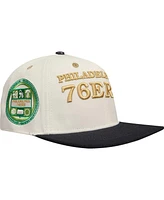 Men's Cream, Black Philadelphia 76ers Album Cover Snapback Hat