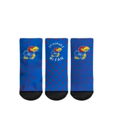 Toddler Boys and Girls Rock Em Socks Kansas Jayhawks #1 Fan 3-Pack Crew Socks Set