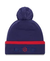 Men's New Era Navy Chicago Fire Wordmark Kick Off Cuffed Knit Hat with Pom