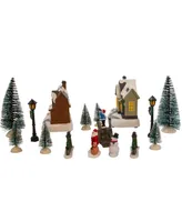 Kurt Adler 5" Battery Operated Lit Christmas Village 17 Piece Set