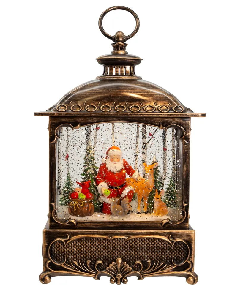 Kurt Adler 12" Battery Operated Warm Led Lighted Santa with Animals Lantern