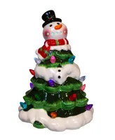 Kurt Adler 9" Battery Operated Ceramic Light-Up Snowman Tree