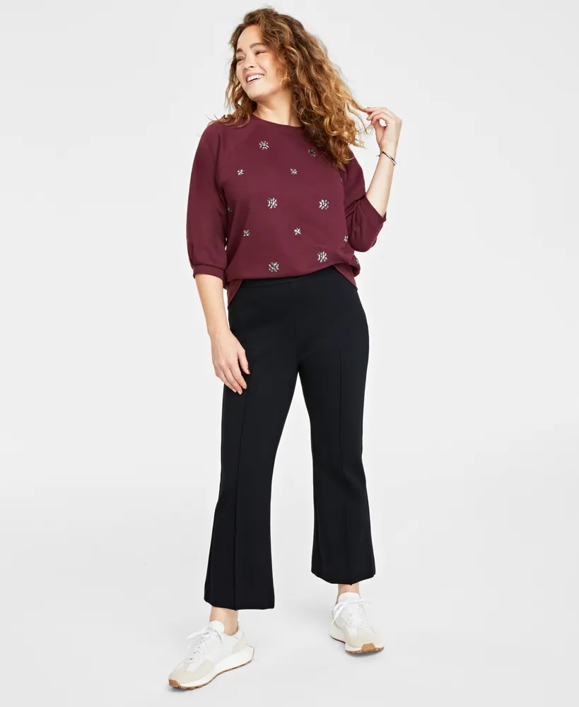 On 34th Women's Ponte Kick-Flare Ankle Pants, Regular and Short Lengths