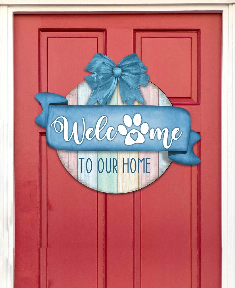 Designocracy Holiday Wooden Door Decor Welcome Sign Dog Lover Porch Wreath G. DeBrekht