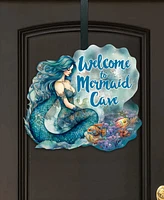 Designocracy Holiday Door Decor Wooden Welcome Sign Welcome to Mermaid Cave G. DeBrekht