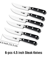 Cooks Standard Steak Knives Set 6-Piece, High Carbon Stainless Steel Classic Sharp Kitchen Steak Knife, Ergonomic Handle, Black