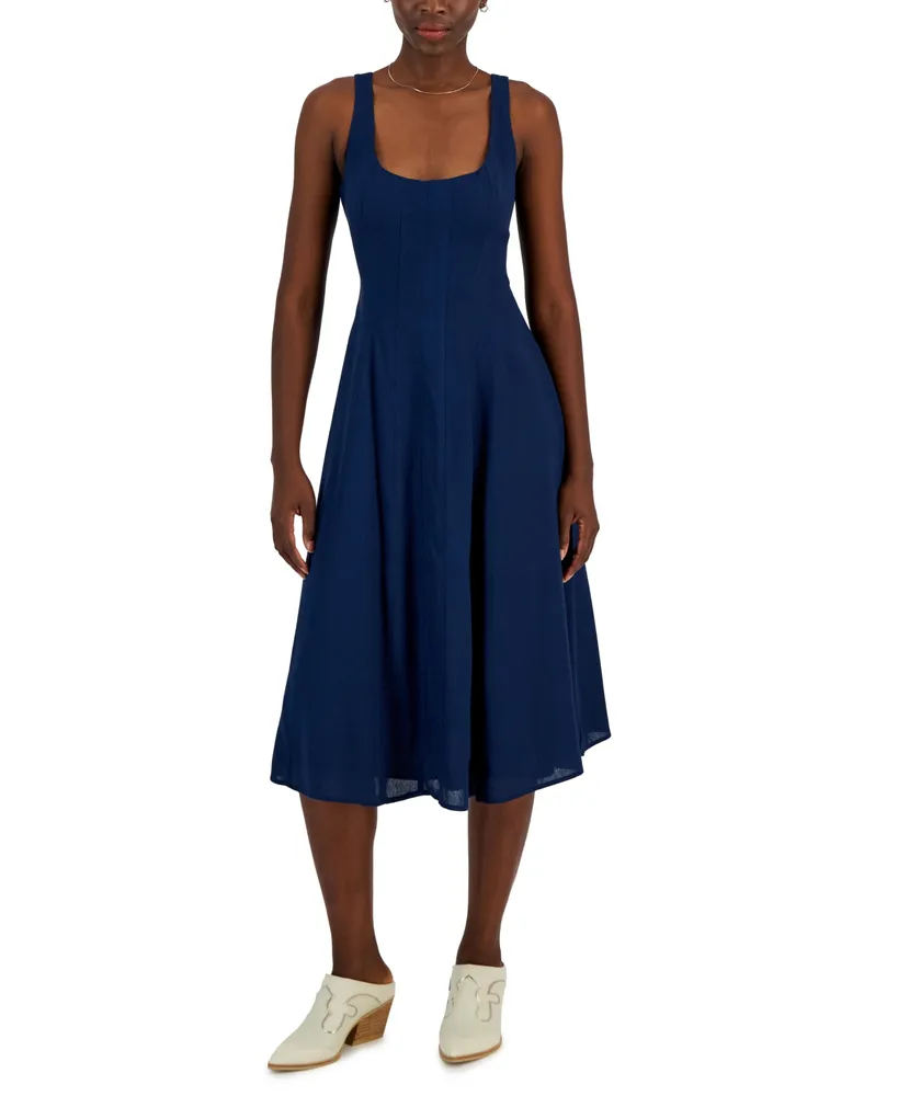 And Now This Women's Linen-Blend Seamed Midi Dress, Created for Macy's