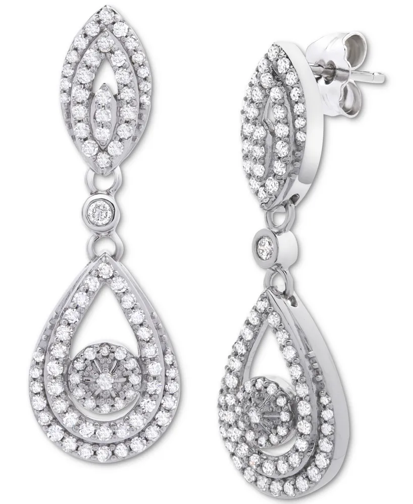 Wrapped Love Diamond Dangling Drop Earrings 14k White Gold or Yellow (1 ct. t.w.), Created for Macy's