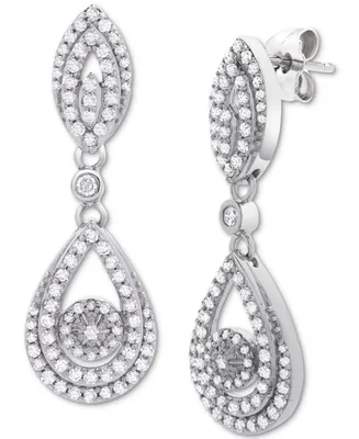Wrapped in Love Diamond Dangling Drop Earrings in 14k White Gold or 14k Yellow Gold (1 ct. t.w.), Created for Macy's
