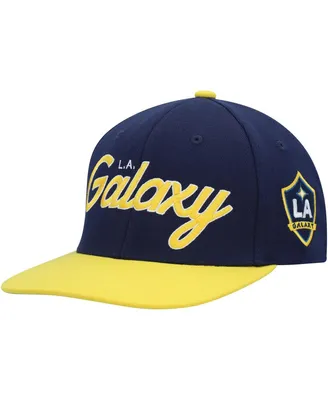 Men's Mitchell & Ness Navy La Galaxy Team Script 2.0 Stretch Snapback Hat