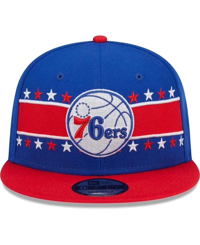 Men's New Era Royal Philadelphia 76ers Banded Stars 9FIFTY Snapback Hat