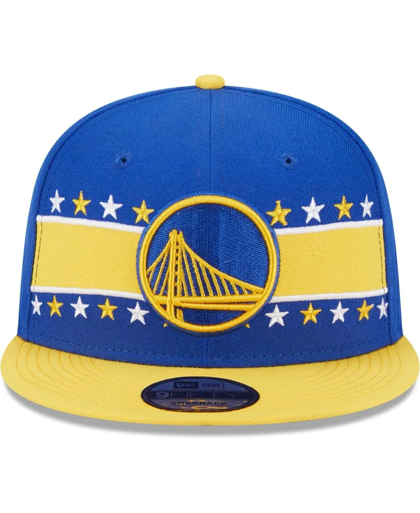 Men's New Era Royal Golden State Warriors Banded Stars 9FIFTY Snapback Hat