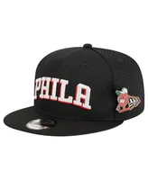 Men's New Era Black Philadelphia 76ers Post-Up Pin Mesh 9FIFTY Snapback Hat