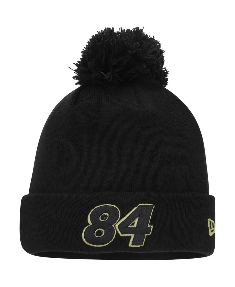 Men's New Era Black Jimmie Johnson Cuffed Knit Hat with Pom