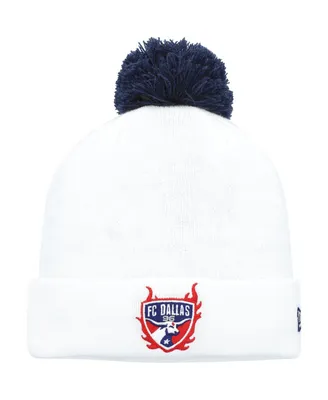 Men's New Era White Fc Dallas Jersey Hook Cuffed Knit Hat with Pom