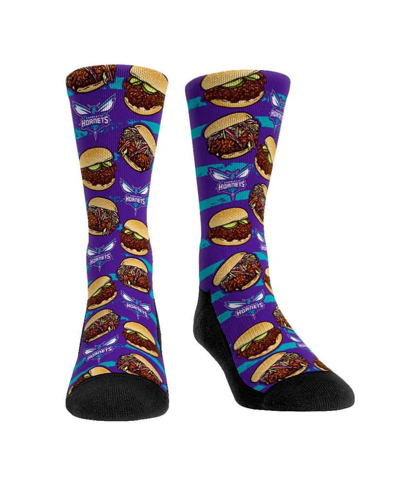 Youth Boys and Girls Rock 'Em Socks Charlotte Hornets Bbq Pork Sandwich Crew Socks