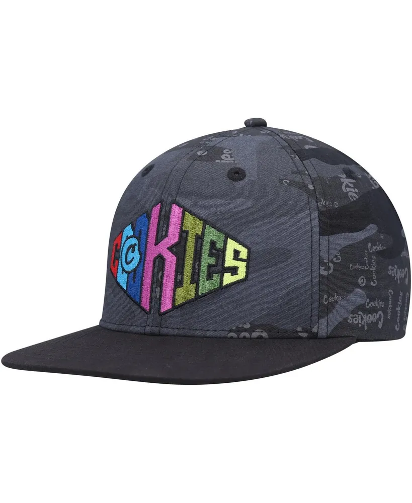 Men's Cookies Black, Camo Across the Board Snapback Hat