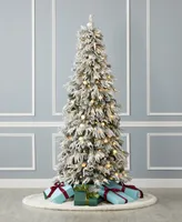 Seasonal Frosted Acadia 7' Pre-Lit Flocked Pe Mixed Pvc Slim Tree with Metal Stand, 2571 tips, 250 Changing Led Lights
