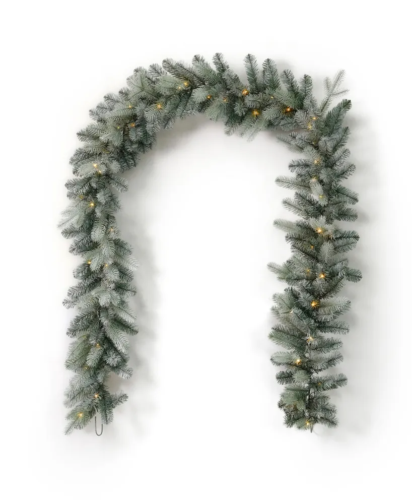 Seasonal Spruce 9' Pre-Lit Pe Mixed Pvc Garland, 258 Tips, 50 Warm Led with Battery Operated