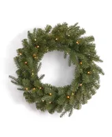 Seasonal Valley Pine 3 Piece Door Kit, 24" Pre-Lit Pe, Pvc Wreath 26' Garlands, Battery Operated Led