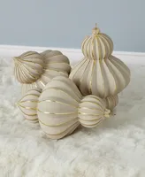 Seasonal Gesso Finial Glass Ornament 120 Millimeter, Set of 3