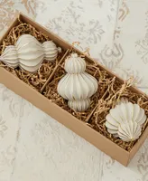 Seasonal Gesso Finial Glass Ornament 120 Millimeter, Set of 3