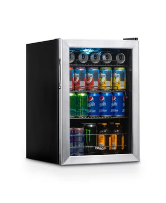 Newair 90 Can Beverage Refrigerator Cooler, Freestanding Small Mini Fridge in Stainless Steel for Home, Office or Bar