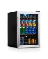 Newair 90 Can Beverage Refrigerator Cooler, Freestanding Small Mini Fridge in Stainless Steel for Home, Office or Bar