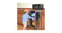 Newair 24" Built-in Dual Zone 18 Bottle and 58 Can Wine and Beverage Fridge in Stainless Steel with French Doors and Chrome Shelves