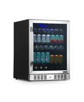 Newair 24" Built-in or Freestanding 177 Can Beverage Fridge in Stainless Steel with Precision Digital Thermostat, Adjustable Shelves, and Triple