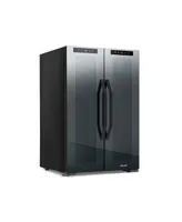 Newair Shadow Series Wine Cooler Refrigerator 12 Bottle & 39 Can Dual Temperature Zones, Freestanding Mirrored Wine and Beverage Fridge with Double