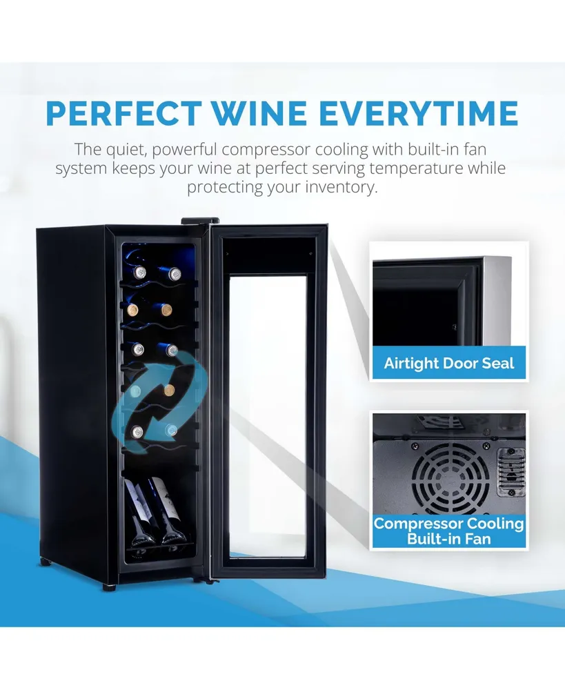 Newair 12 Bottle Wine Cooler Refrigerator, Freestanding Wine Fridge with Stainless Steel & Double