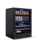 Newair 24" Wine and Beverage Refrigerator – 24 Bottles & 100 Cans, Dual Temperature Zone, Black Stainless Steel & Double