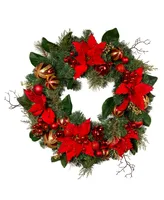 Kurt Adler 30" Unlit Poinsettia Wreath