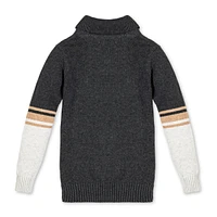 Hope & Henry Boys Organic Long Sleeve Striped Shawl Collar Sweater