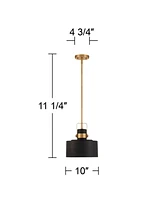 Possini Euro Design Courtney Soft Gold Mini Pendant Lighting 10" Wide Modern Matte Black Outer Gold Inner Drum Shade Fixture for Dining Room Home Foye