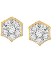 Diamond Hexagon Cluster Stud Earrings (2 ct. t.w.) in 10k Gold