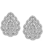 Diamond Teardrop Cluster Stud Earrings (1-1/2 Ct. t.w.) in 10k White Gold